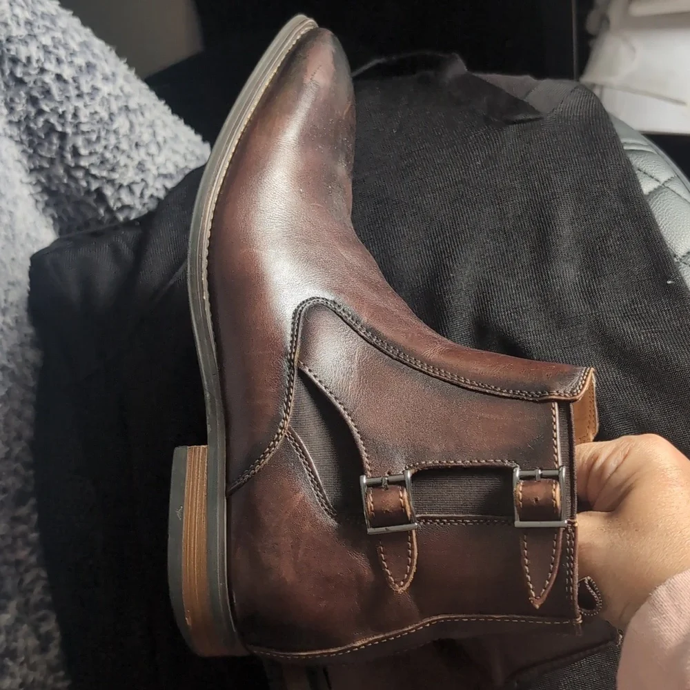 La Milano Italian Chelsea Boots Men Leather, Side Zipper SIZE 9.5